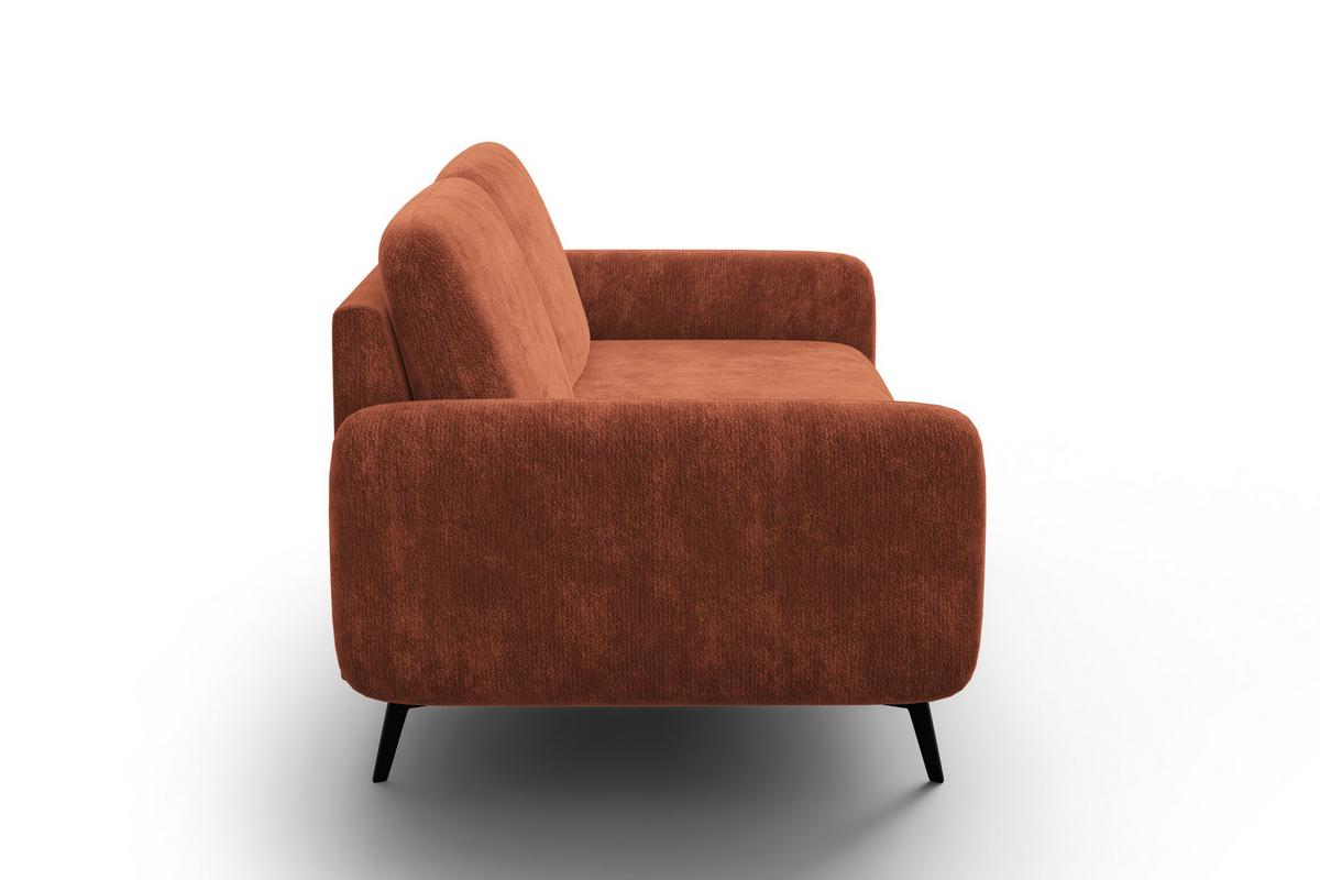 SOFA FEBE 3-Sitzer, rostroter Chenille-Stoff - Rostfarben/Schwarz, Holz/Textil (190/82/96cm) - Wozimo