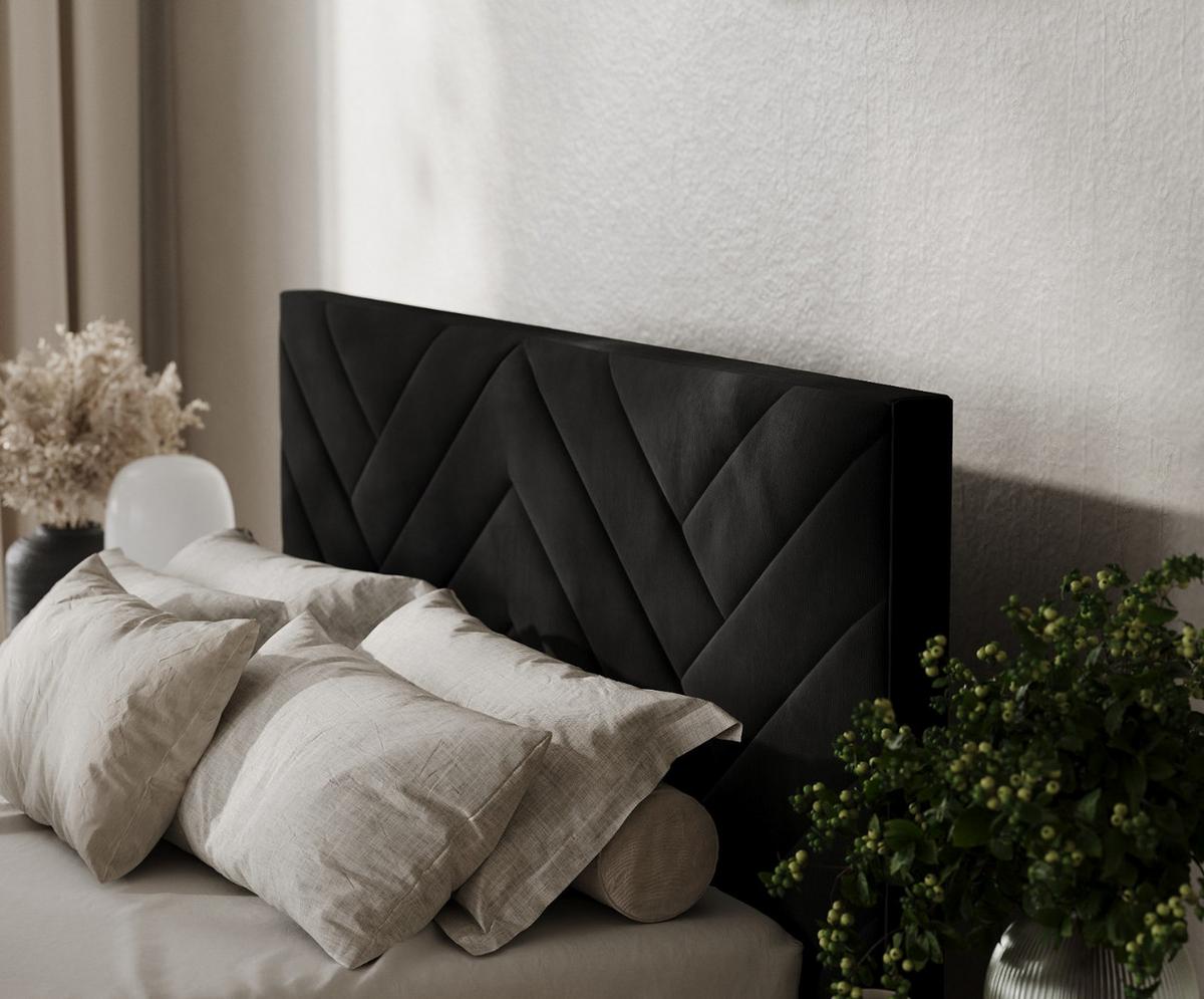 POLSTERBETT Arco 140/200 cm Schwarz im Kronos Stoff - Schwarz/Naturfarben, Holz/Holzwerkstoff (140/200cm) - AltaBeds