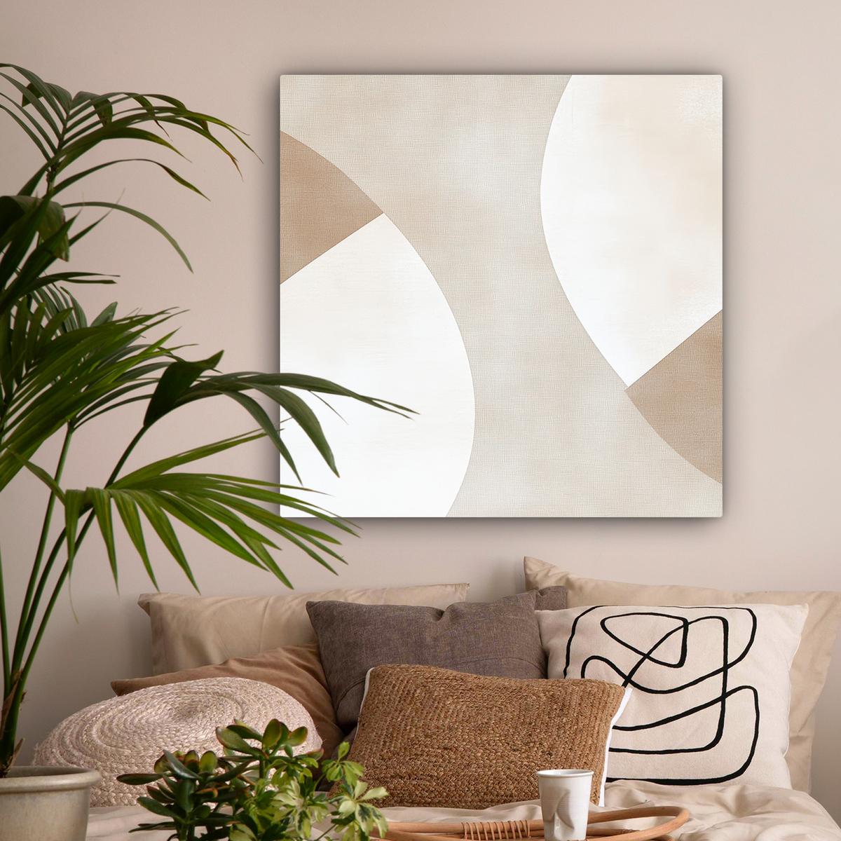LEINWANDBILD Braun - Japandi - Abstrakt Deko Groß 90x90 cm - Sandfarben, Textil (90/90cm) - MuchoWow