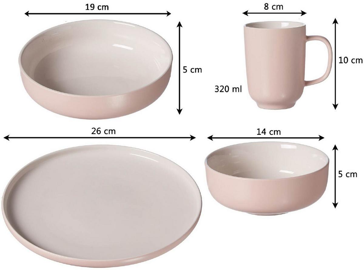 XXL KOMBISERVICE Jasper rosa-vanille 32er Set - Gelb/Rosa, Keramik (2/2/2cm) - Ritzenhoff Breker