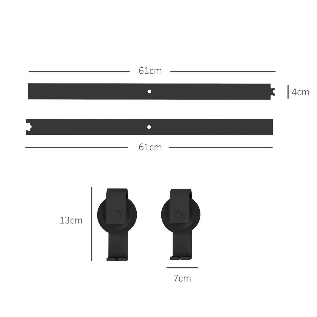 SCHIEBETÜREN-BESCHLAGSATZ Karbonstahl Schwarz - Schwarz, Metall (1/4/122cm) - HOMCOM