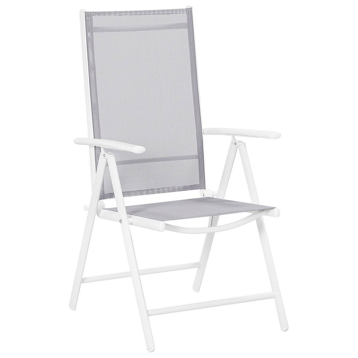 GARTENMÖBEL SET 6-Sitzer Aluminium grau Catania - Weiß/Grau, Metall - Beliani