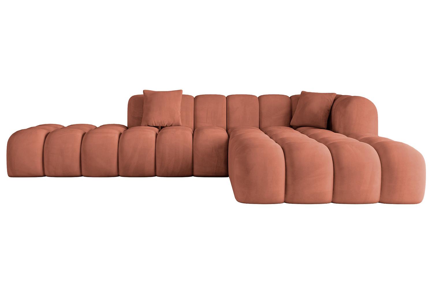 ECKSOFA Ottomane Rechts OLEA-L2 - 289x176x71 cm Koralle - Koralle/Schwarz, Holzwerkstoff/Kunststoff (289/176cm) - ALTDECOR
