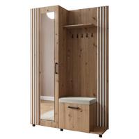 GARDEROBENSCHRANK ARMADIO 137/207/42 cm Modern Garderobe-Set Eiche Artisan - Weiß/Eiche Artisan, Holzwerkstoff (137/207/42cm) - MASSENO