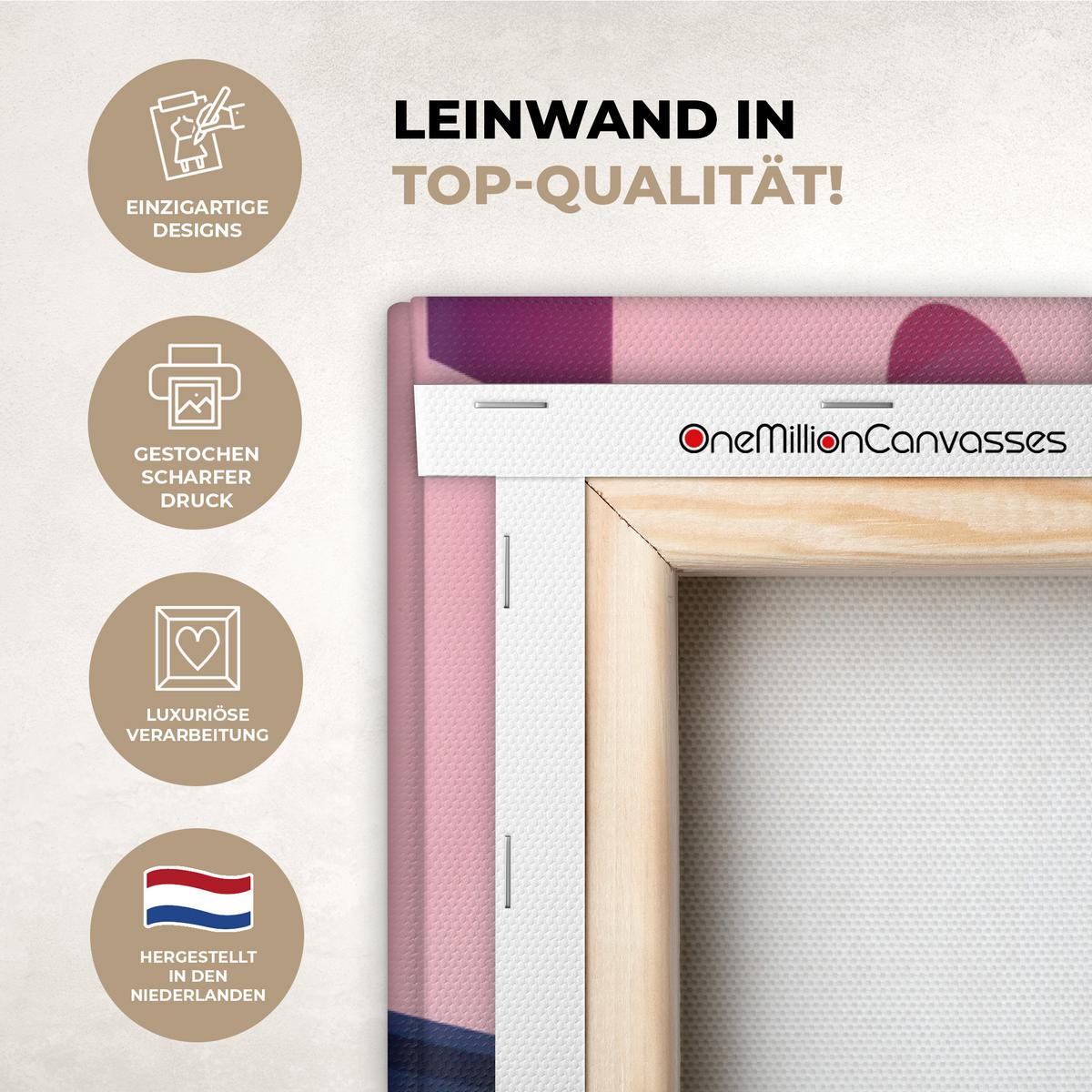 LEINWANDBILD Katze - Treppe - Gebäude - Schattenkontraste Wohnzimmer Groß 120x80 cm - Dunkelblau, Textil (120/80cm) - MuchoWow