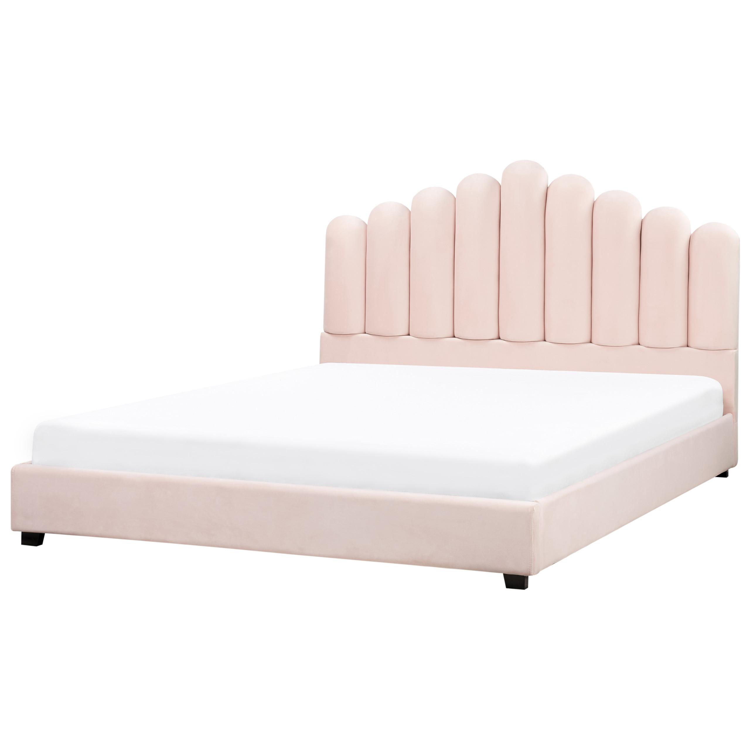 BETT mit Lattenrost 180/200 cm Pastellrosa Vincennes - Pink/Schwarz, Textil (180/200cm) - Beliani