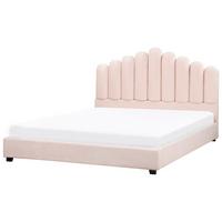 BETT mit Lattenrost 180/200 cm Pastellrosa Vincennes - Pink/Schwarz, Textil (180/200cm) - Beliani