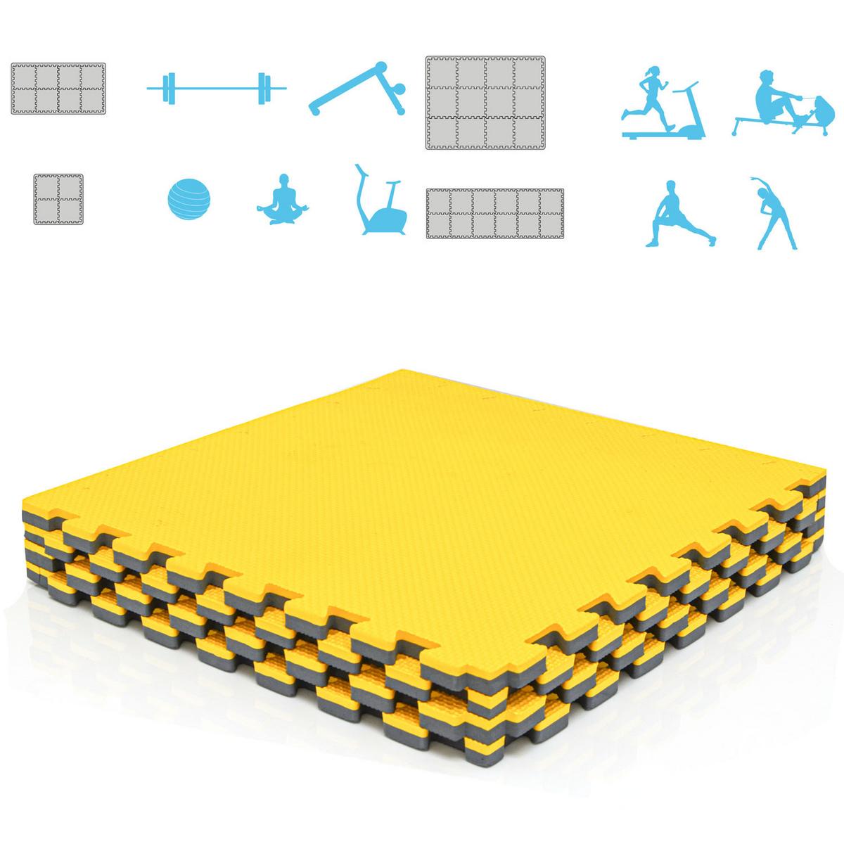 BODENSCHUTZMATTE, 50 x 50cm x 2cm, 4 er Set, Gelb Grau - Gelb, Kunststoff (50/50cm) - eyepower