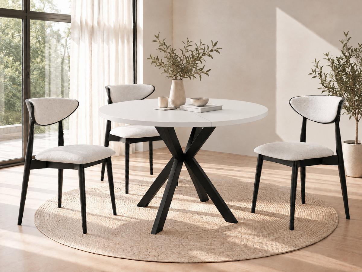 ESSTISCH Valeo runder ausziehbarer, Kaschmir Beige Grau 120-200/120/76 cm - Kaschmir/Beige, Holzwerkstoff/Metall (120/200/76cm) - WFL GROUP
