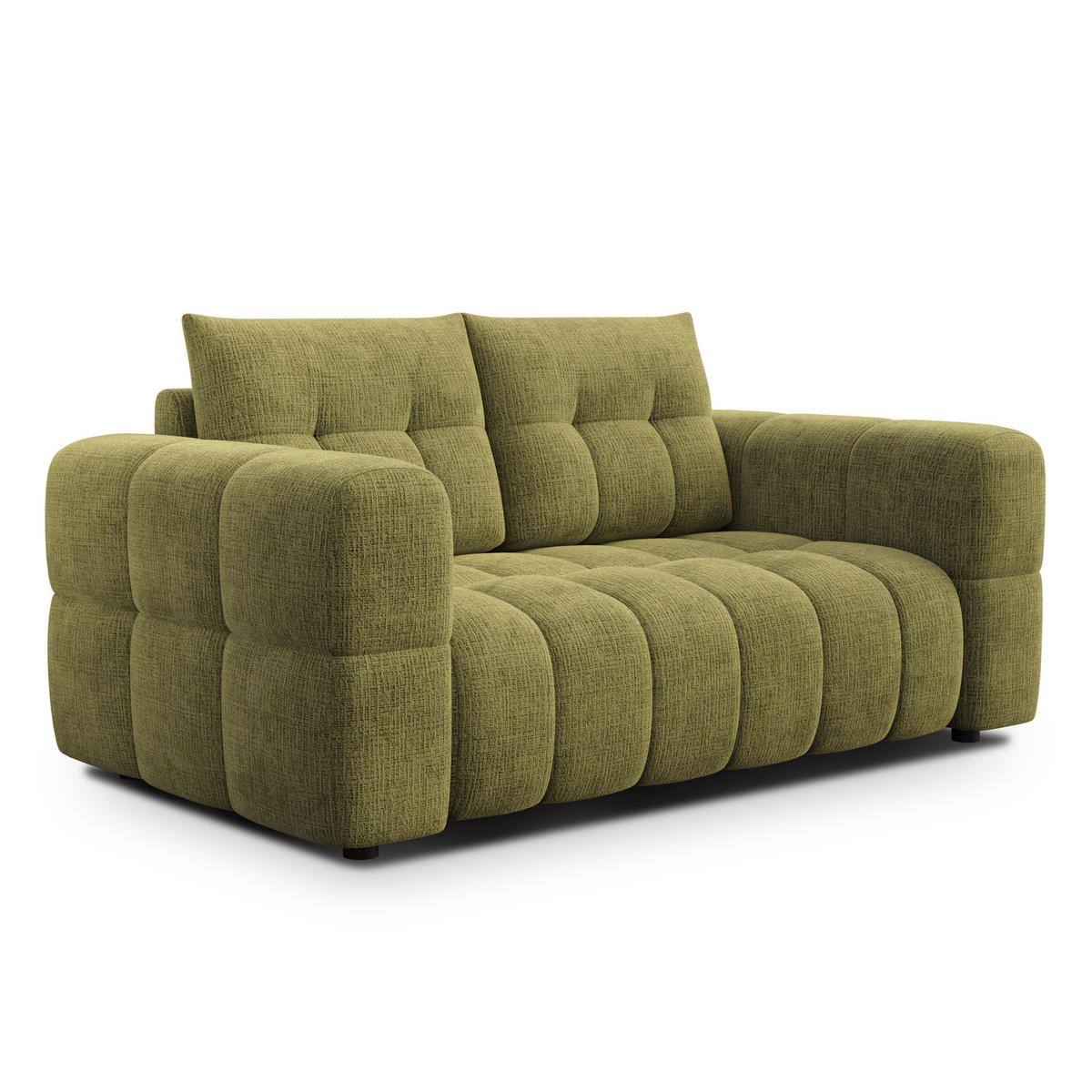 SOFA CLOUDI 2-Sitzer, olivgrün - Schwarz/Olivgrün, Holz/Textil (181/89/104cm) - Wozimo