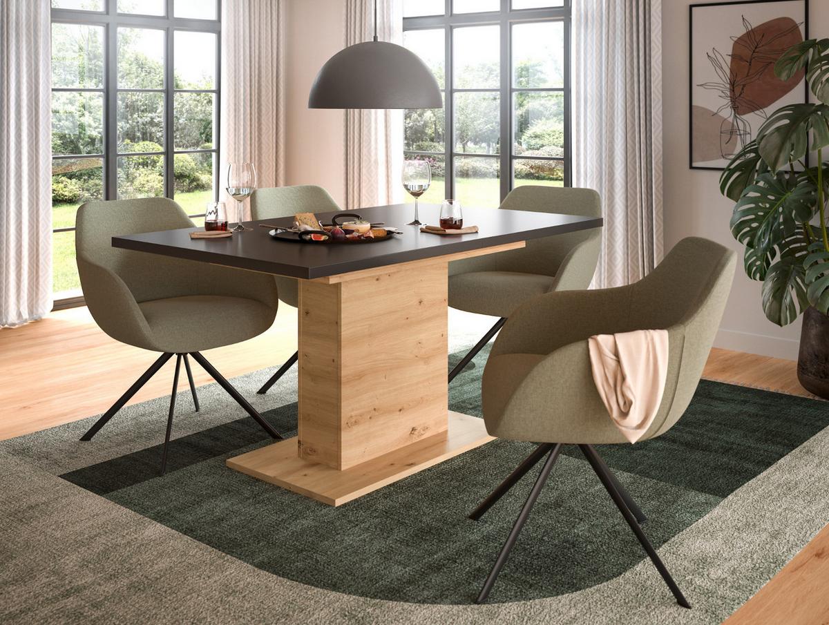 ESSTISCH grau, Eiche Artisan Küchentisch ausziehbar 150 - 190 cm - Eiche Artisan/Grau, Holzwerkstoff/Metall (150/90/76cm) - Inn.Furn