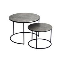 COUCHTISCHE 2er-Set VIENNE, Aluminium, handgefertigt, Silber, Ø 60 x 45 cm - Silberfarben/Schwarz, Metall (60/60/45cm) - KADIMA DESIGN