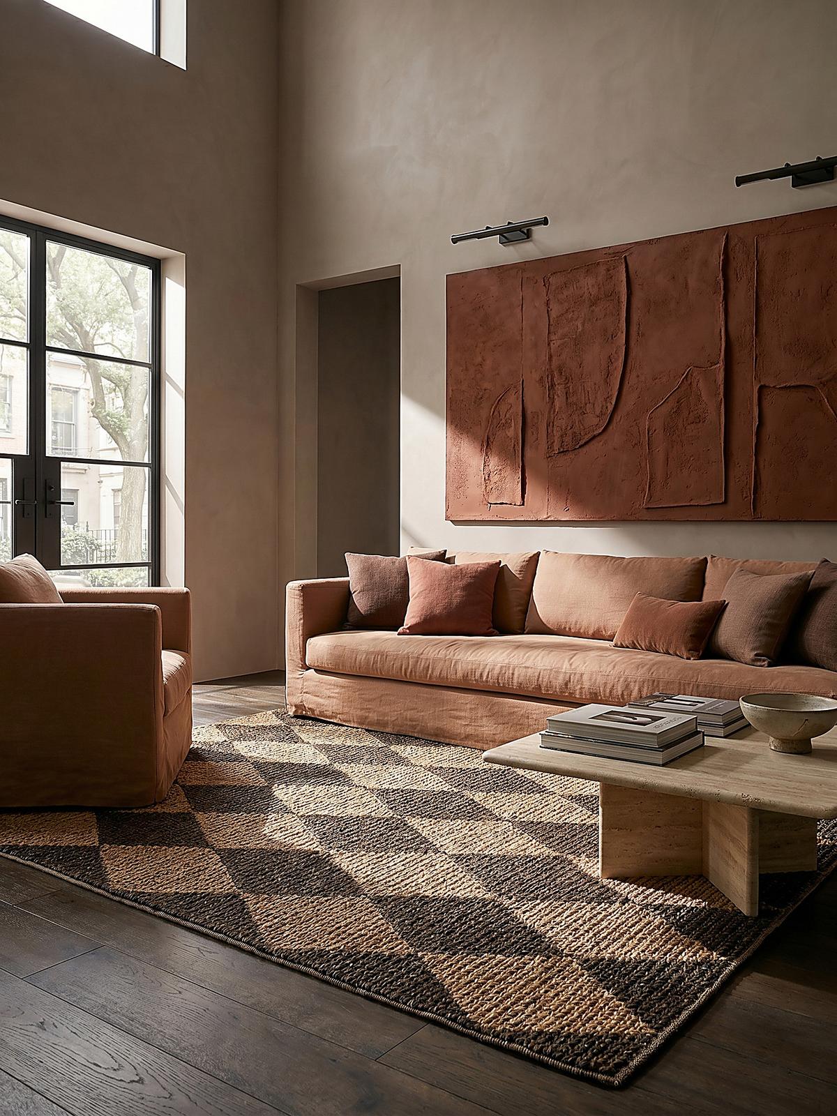 JUTETEPPICH BAIN, mit Rautenmuster, Braun, 160 x 230 cm - Braun, Textil (230/160cm) - KADIMA DESIGN