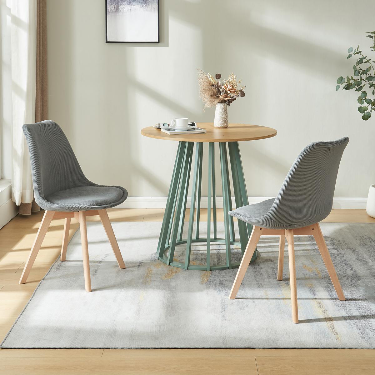 ESSZIMMERSTUHL-SET 2 TLG. Fläten - Naturfarben/Grau, Holz/Kunststoff (49/82/54cm) - [en.casa]