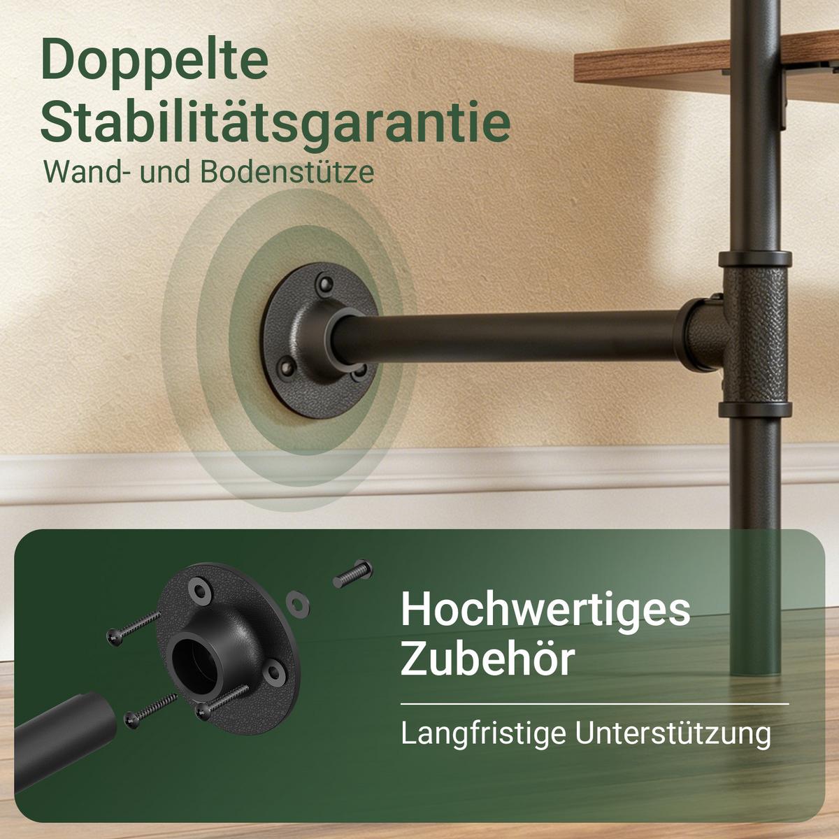 KLEIDERSTANGE mit 4 Regalböden, 120kg Tragkraft, 265x48x220cm - Schwarz, Metall (265/220/48cm) - SoBuy