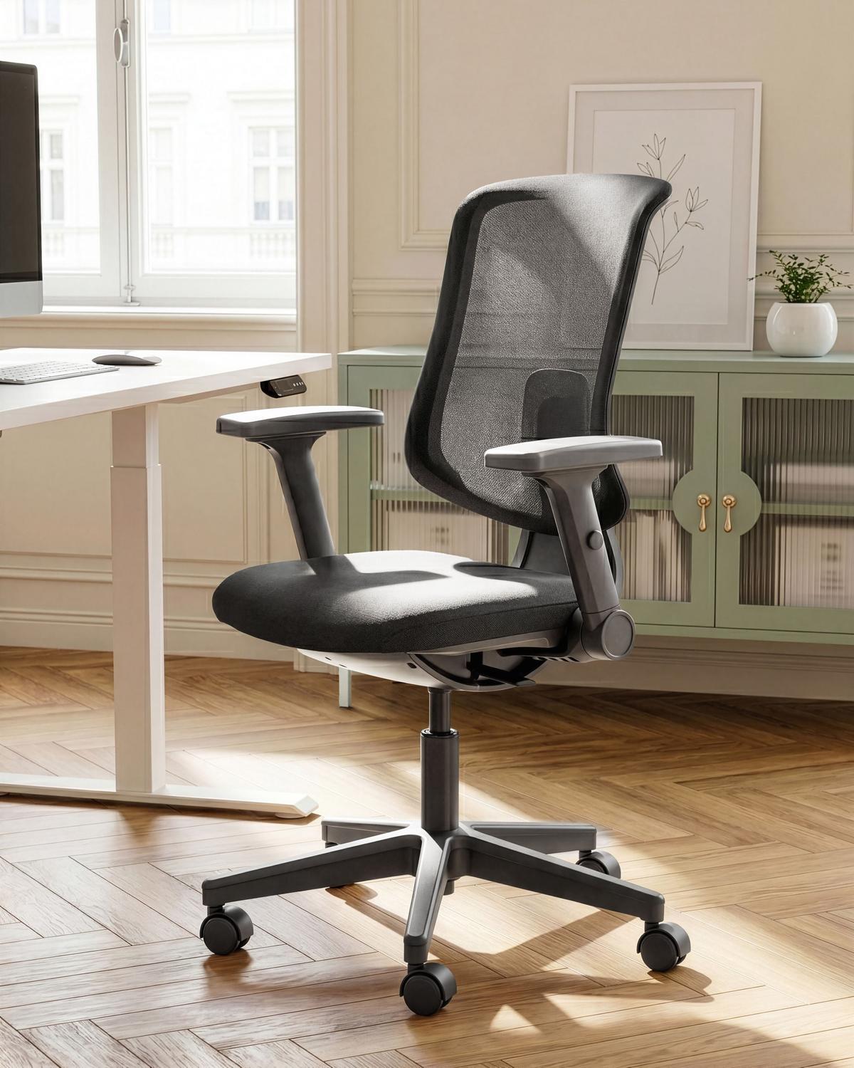 BÜROSTUHL Stoff Schwarz Sero - Schwarz, Textil (66/95/58cm) - Beliani