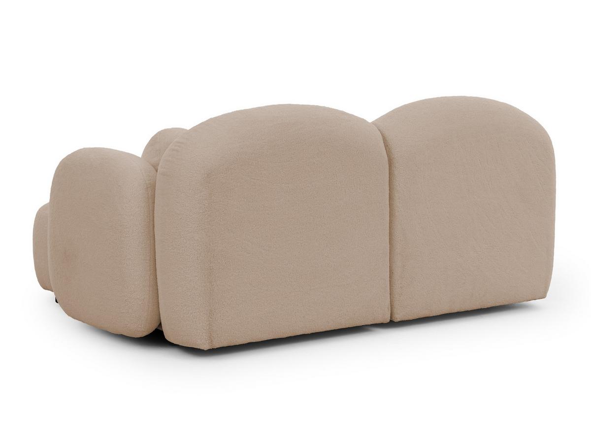 ECKSOFA Nuvola mit abgerundetem Design Hellbeige Bouclé-Stoff - Ottomane Rechts - Beige/Schwarz, Holz/Kunststoff (190/146cm) - S-Style Möbel