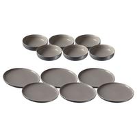 TELLER UND SCHALENSET Jasper grau 12er Set - Grau, Keramik (2/2/2cm) - Ritzenhoff Breker