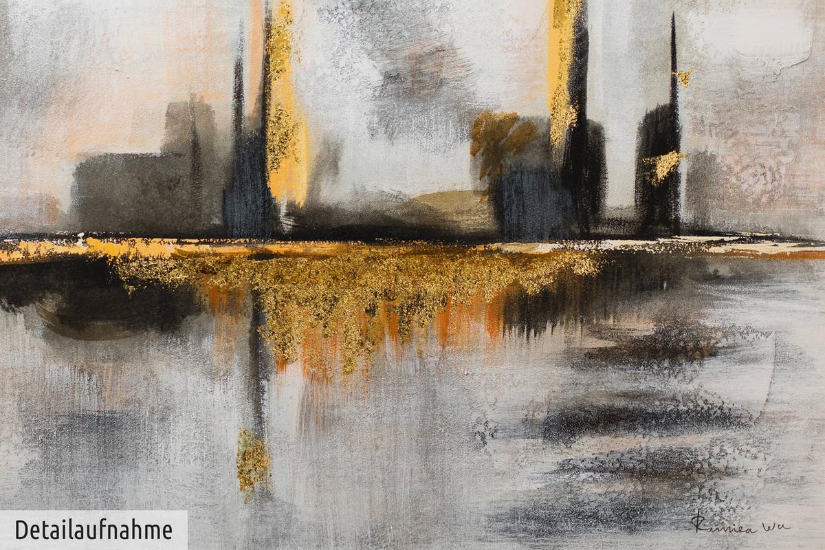 ÖLGEMÄLDE 120/60 cm - Goldfarben/Grau, Holz/Textil (120/60cm) - KUNSTLOFT