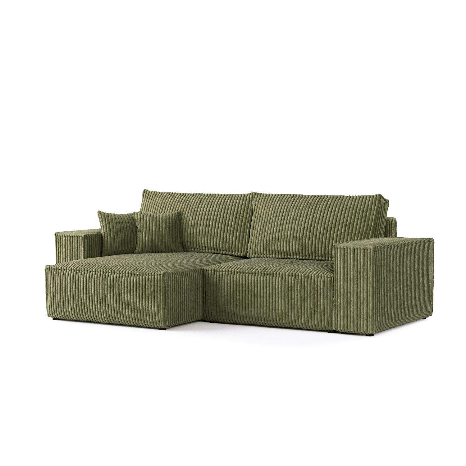 ECKSOFA CAVO mit Schlaffunktion Grün im Tilia Stoff - Schwarz/Grün, Holz/Holzwerkstoff (255/148cm) - AltaBeds