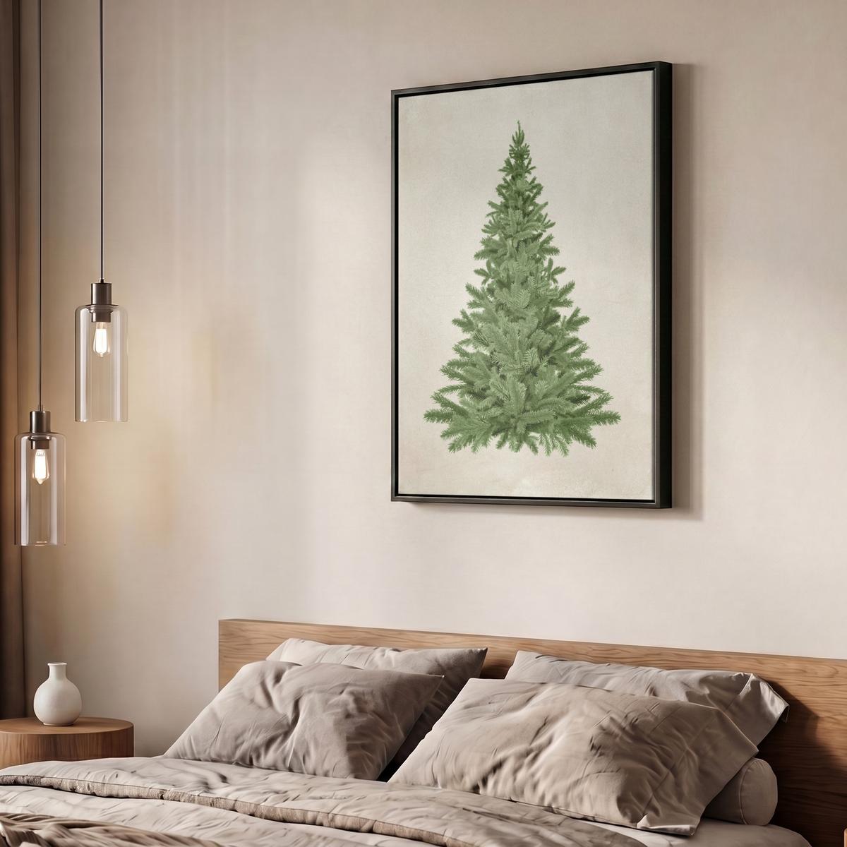 LEINWAND Bilder mit Rahmen - Weihnachtsbaum - Grün - Weihnachten - Feiertage - 60x80 - Olivgrün, Textil (60/80cm) - MuchoWow