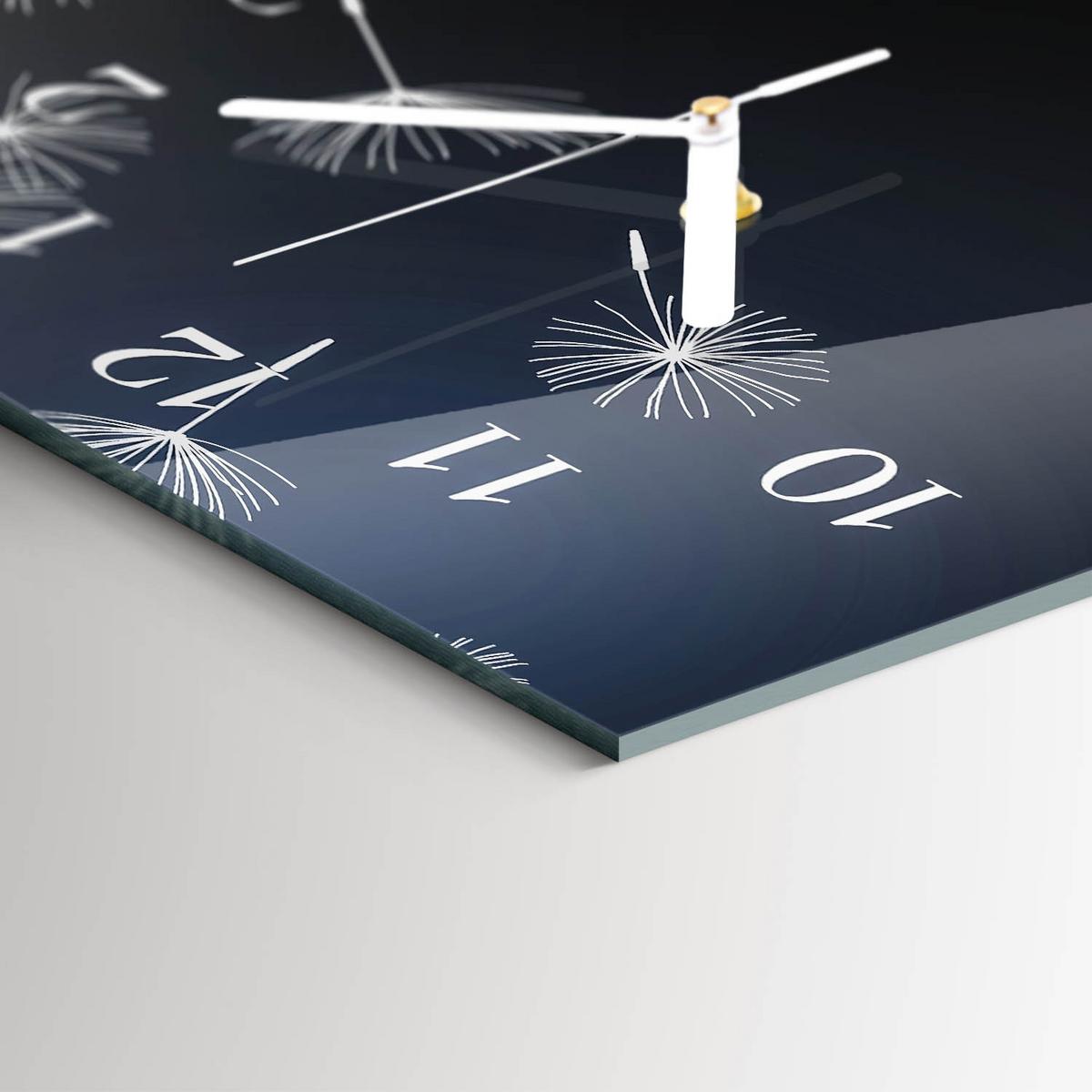 WANDUHR aus Glas 60x30 cm - Löwenzahn - Dunkelblau, Glas (60/30/0.4cm) - TULUP