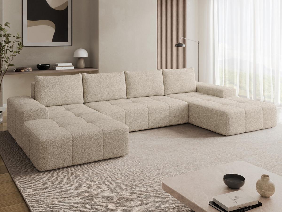 WOHNLANDSCHAFT Tonseo U - Schwarz/Mokka, Holz/Kunststoff (344/78/173cm) - MIRJAN24