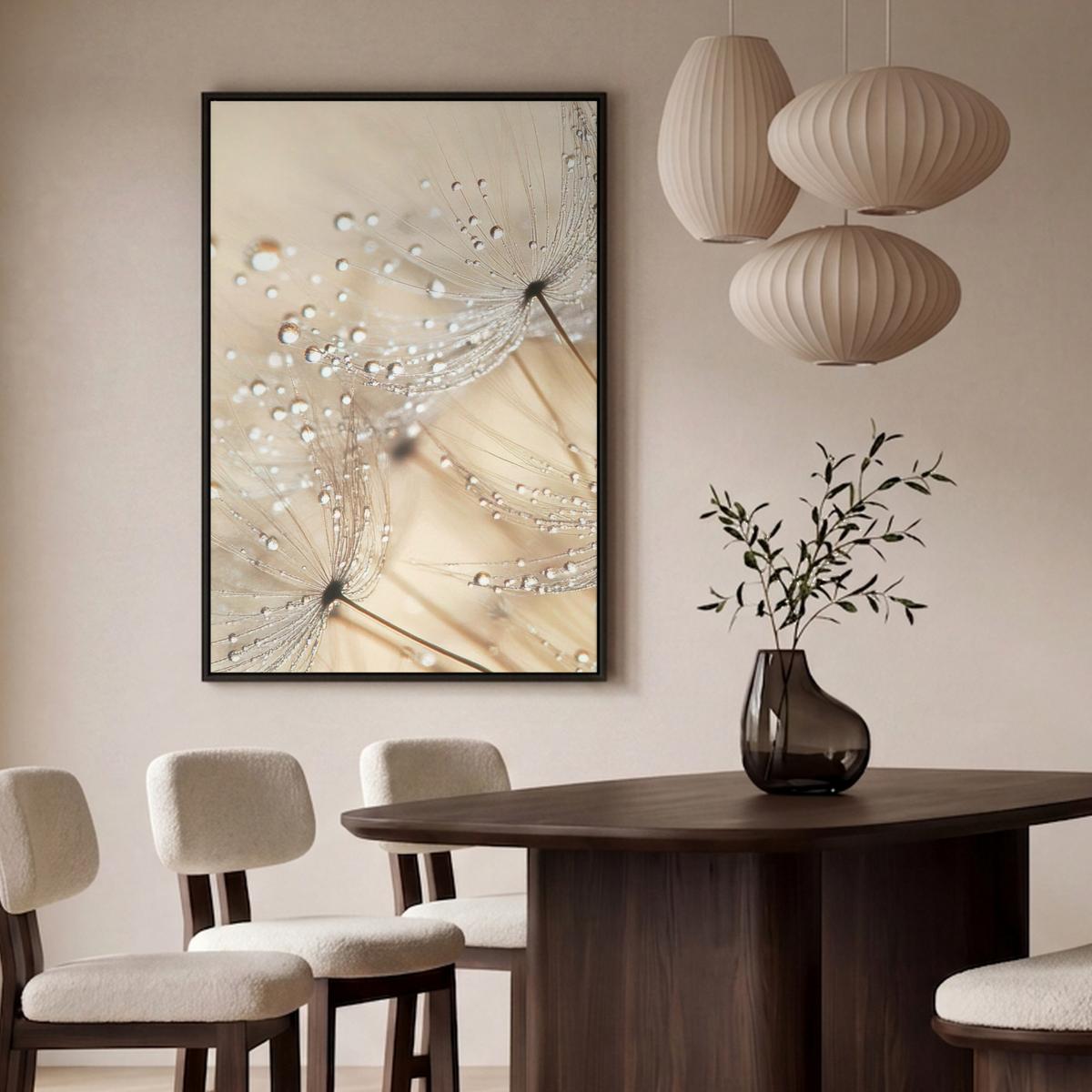 LEINWAND Bilder mit Rahmen - Löwenzahn - Abstrakt - Natur - Beige - 80x120 - Braun, Textil (80/120cm) - MuchoWow