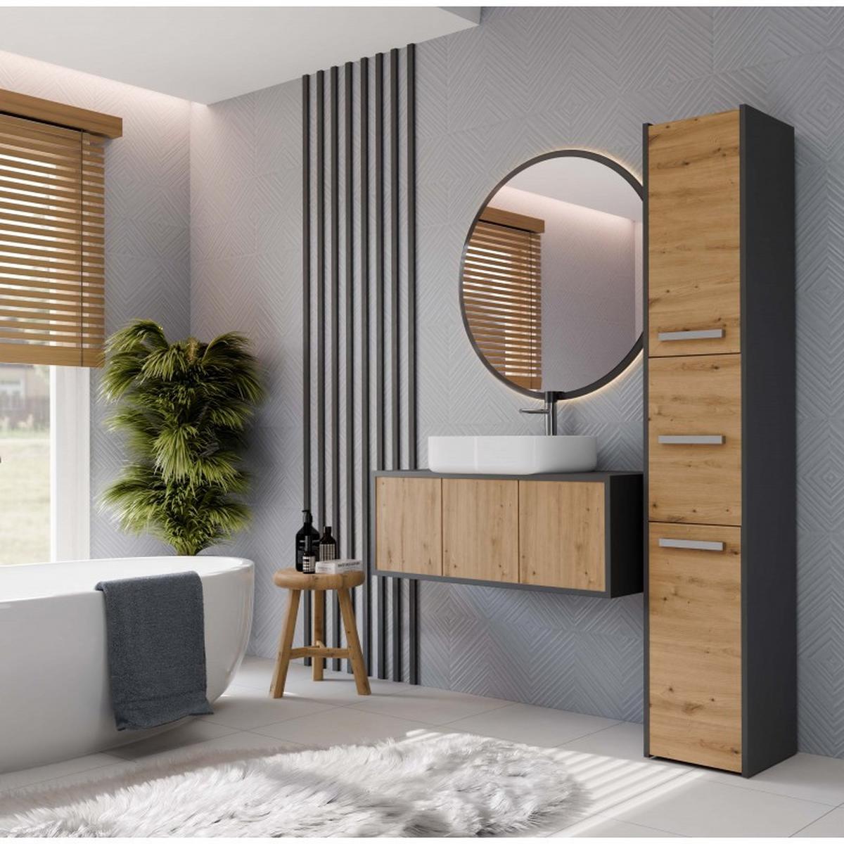 BADEZIMMERSCHRANK Anthrazit, Artisan 30/170/30 - Anthrazit, Holzwerkstoff (30/170/30cm) - RAUMHIRSCH FURNITURE