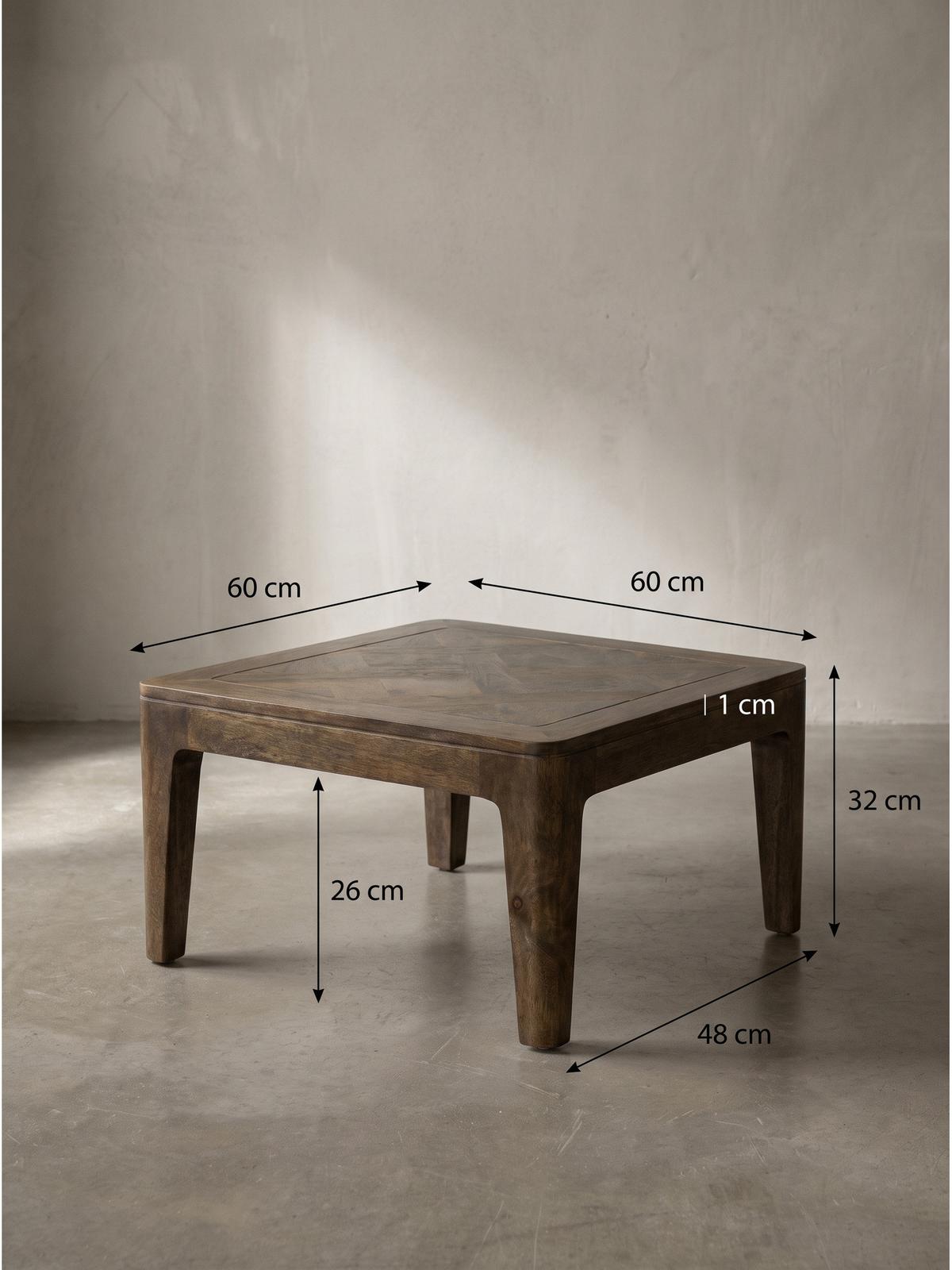 SOFATISCH LOIRE, Mango Massivholz, handgefertigt, Nussbaum-Mango, 60 x 60 x 32 cm - Braun, Mangoholz/Holz (60/60/32cm) - KADIMA DESIGN
