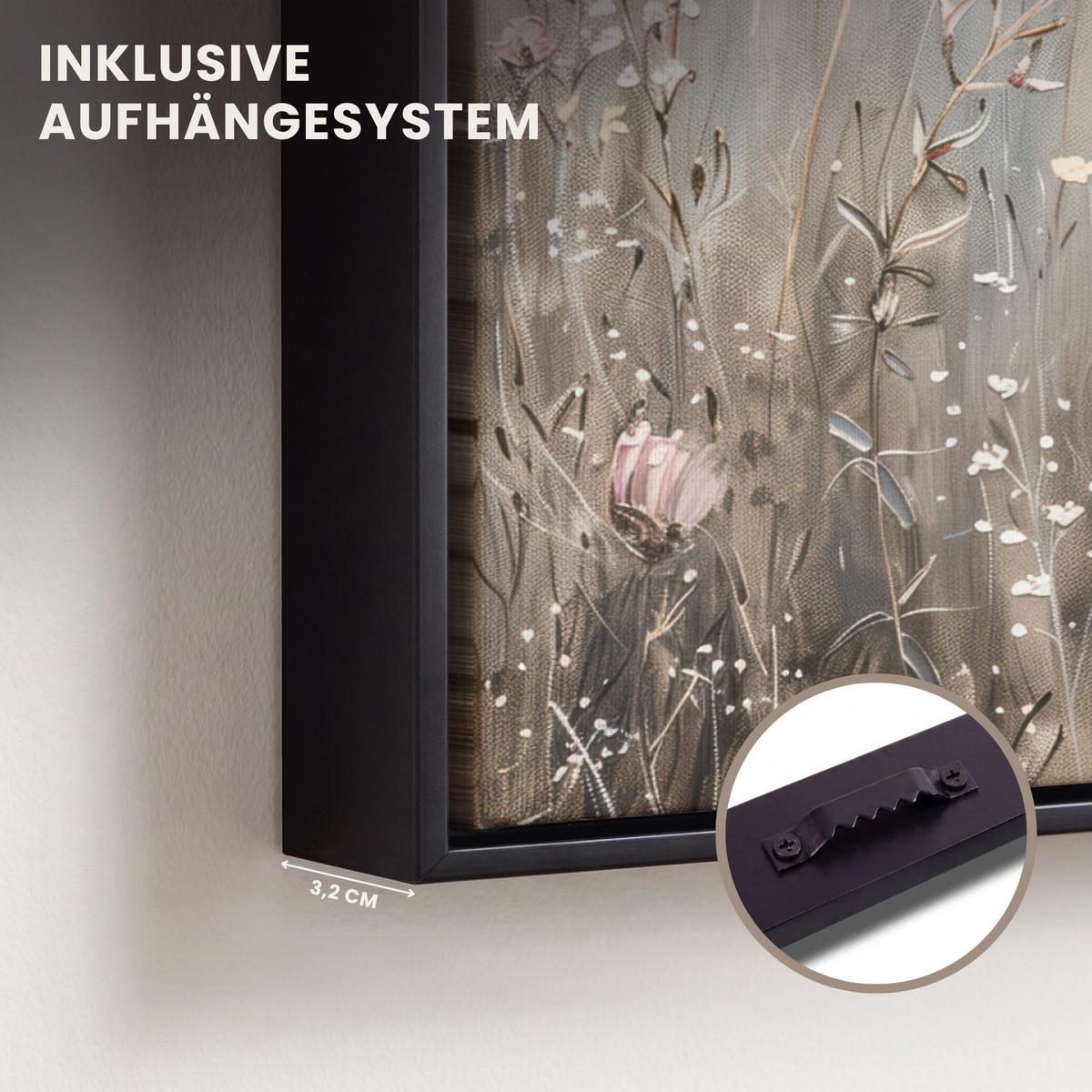 LEINWAND Bilder mit Rahmen - Blumen - Rosa - Modern - Beige - 30x20 - Beige, Textil (30/20cm) - MuchoWow