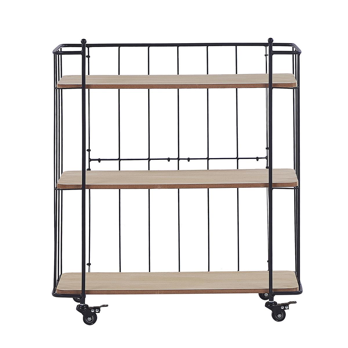 SERVIERWAGEN Heller Holzfarbton Gabbs - Hellbraun/Schwarz, Metall (70/81/29cm) - Beliani