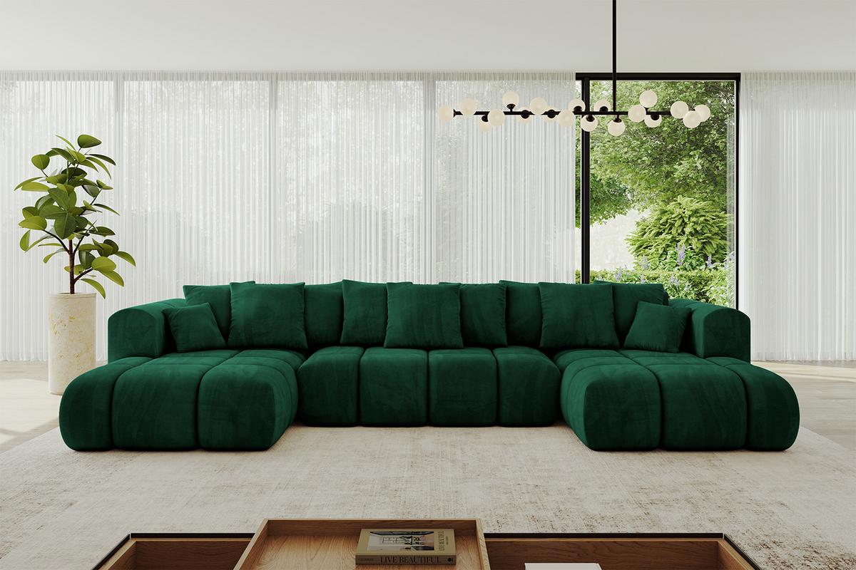 WOHNLANDSCHAFT CLOUD-U-v1 405x185x90 Dunkelgrün Velours - Dunkelgrün, Holzwerkstoff/Kunststoff (405/90/185cm) - ALTDECOR