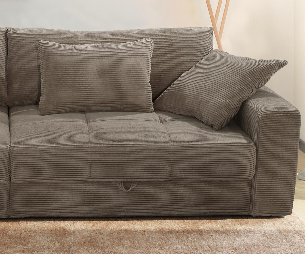 BIG-SOFA mit 2 Bettkästen, viel Stauraum, B274/T113/H84 cm, Liegefläche 103x241 cm, Cord Braun Taupe / 15264 - Schwarz/Braun, Kunststoff/Textil (284/84/113cm) - luma-home
