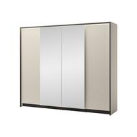 SCHWEBETÜRENSCHRANK 4D Enna EN-06 - Sandfarben/Schwarz, Holzwerkstoff/Kunststoff (251/215/64cm) - MIRJAN24