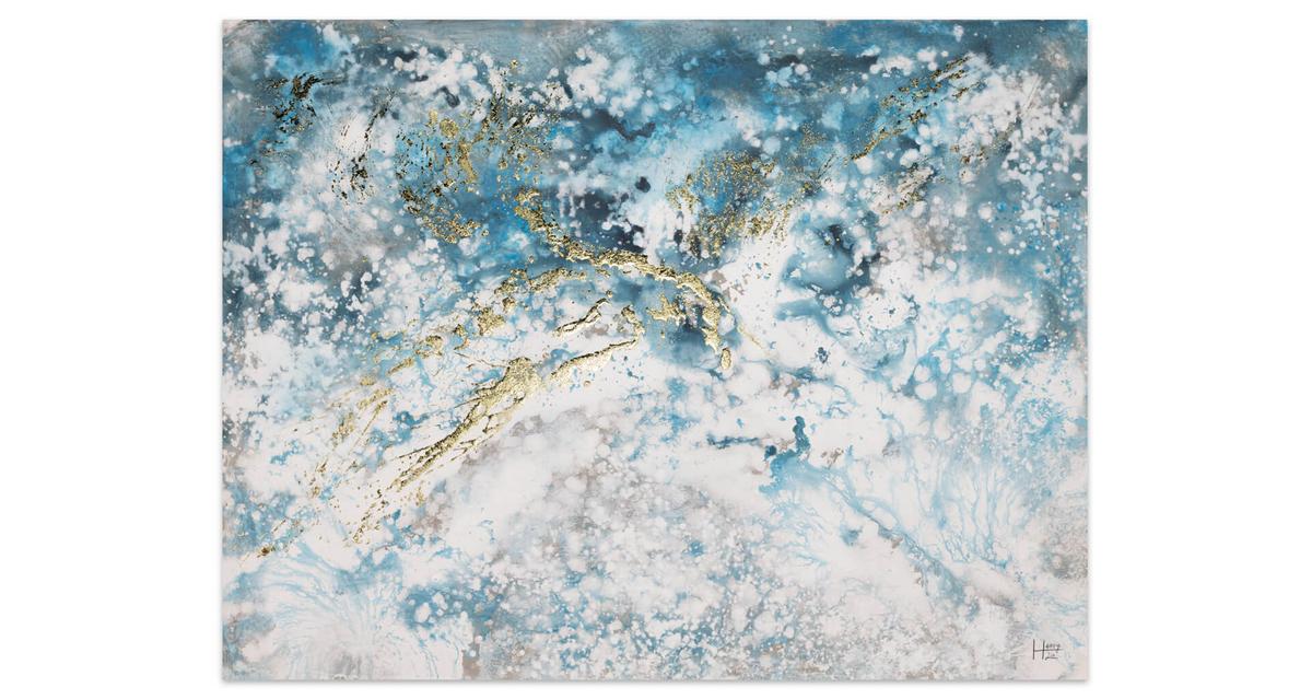 ACRYLBILD HANDGEMALT 100/75 cm - Blau/Weiß, Holz/Textil (100/75cm) - KUNSTLOFT