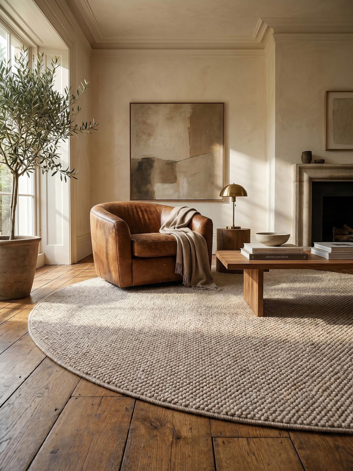 TEPPICH Flachgewebe LANGAU in Beige, meliert, Ø 200 cm - Beige, Textil (200/200cm) - KADIMA DESIGN