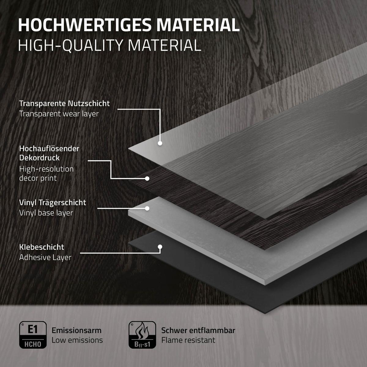 VINYLBODEN selbstklebend 2,23m²/16 Dielen Eiche dunkelgrau - Dunkelgrau, Kunststoff (91.5/15.3/0.2cm) - ML-DESIGN