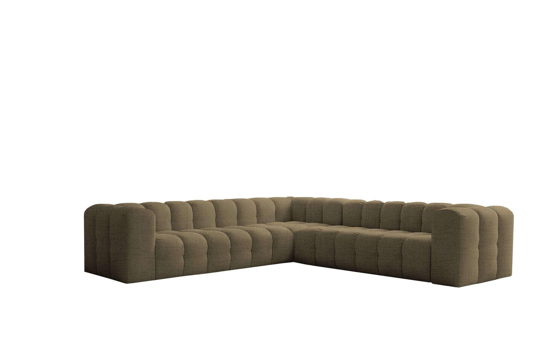 ECKSOFA Solvie In Moly - Grün, Holzwerkstoff/Textil (300/300cm) - Fun Möbel