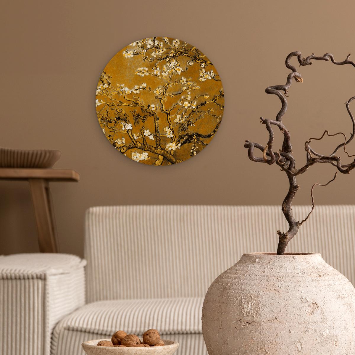 WANDBILD Mandelblüte - Kunst - Van Gogh - Gold Deko Wohnzimmer 30x30 cm - Wengefarben, Kunststoff (30/30cm) - MuchoWow