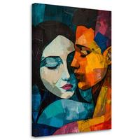 LEINWANDBILD Weiblich Männlich Liebe 70x100cm - Multicolor, Textil (70/100cm) - Feeby
