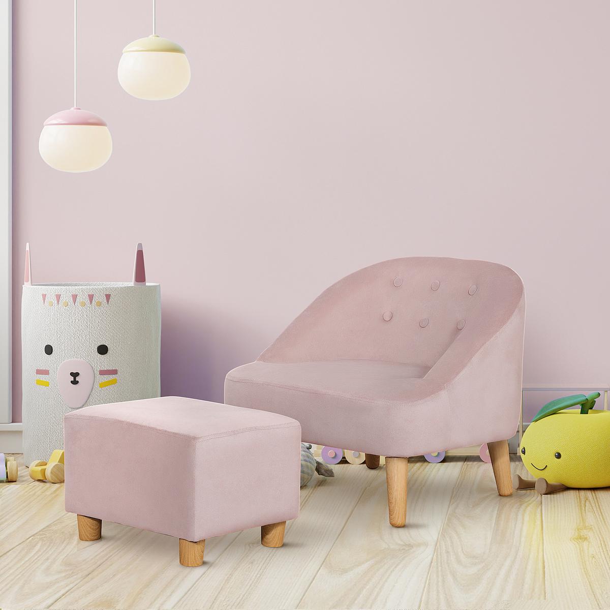 KINDERSESSEL, Rosa, Eukalyptusholz - Rosa, Holz (51/50/51cm) - HOMCOM