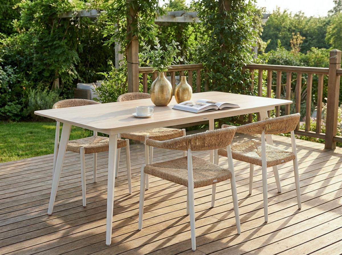 GARTENTISCH 160/90 cm Stein Travertinoptik Rodallo - Beige, Stein (160/90/75cm) - Beliani