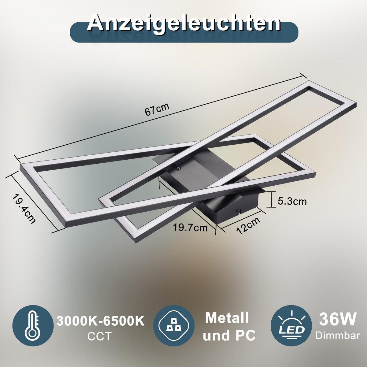 LED-DECKENLEUCHTE Lowry 22/67/13.5cm - Schwarz, Metall (67/22/13.5cm) - Nettlife