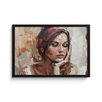 POSTER MIT RAHMENGERAHMTES BILD Frau - Lackierung - Porträt - Modern 60x40 cm - Altrosa, Papier (60/40cm) - MuchoWow