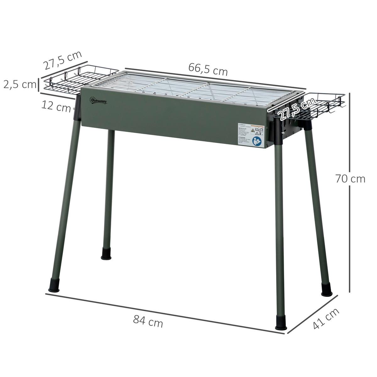 HOLZKOHLEGRILL - Grün, Metall (39/70/94cm) - Outsunny