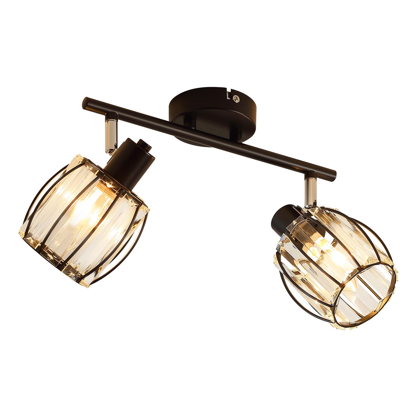 DECKENSTRAHLER Glorlux 16/21/30 cm - Schwarz, Glas (30/16/21cm) - ZMH