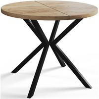 RUNDER Esszimmertisch LOFT LITEN, ausziehbarer Tisch Durchmesser: 90 cm/170 cm, Wohnzimmertisch Farbe: Braun, mit Metallbeinen in Farbe Schwarz - Schwarz/Braun, Holzwerkstoff (90/90/76cm) - Alpi-Möbel
