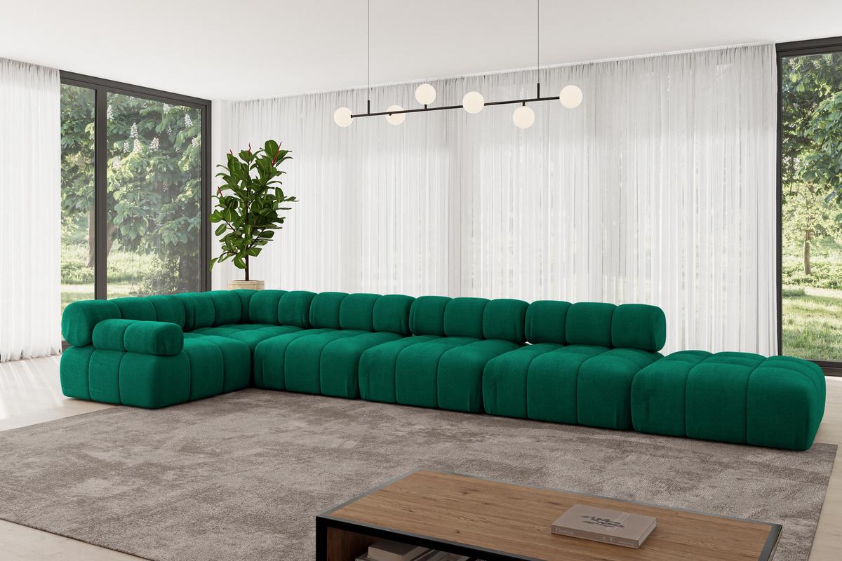 ECKSOFA modulares Sofa Felto-L3 - 475x190x70 cm Dunkelgrün Velours - Dunkelgrün, Holzwerkstoff/Textil (475/190cm) - ALTDECOR