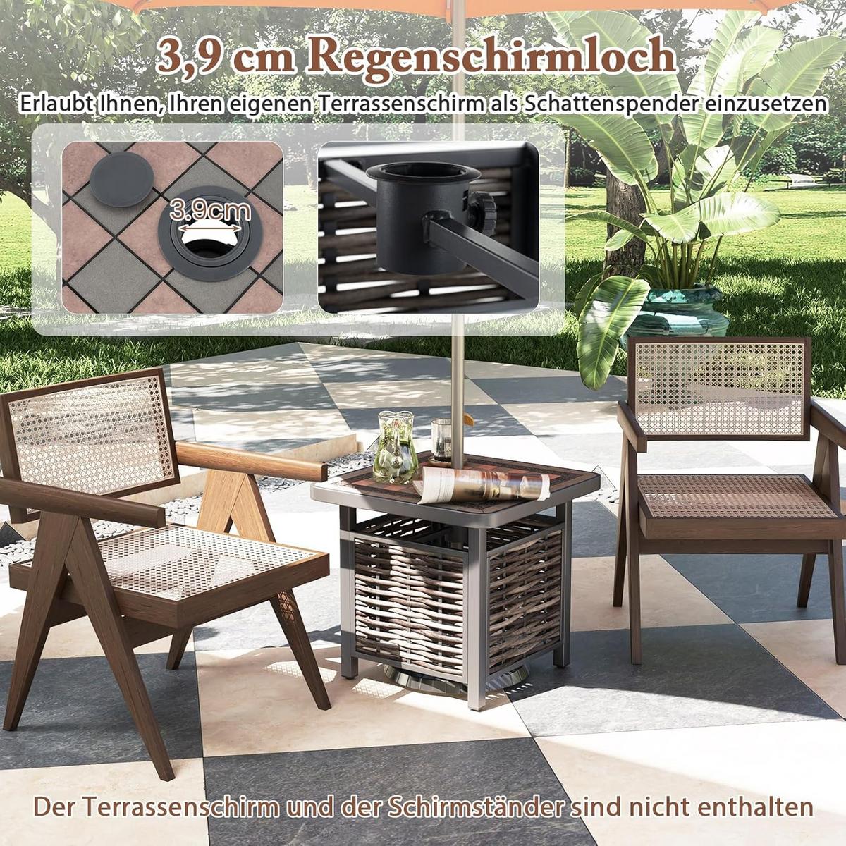 BEISTELLTISCH Braun - Braun, Kunststoff (55/55/50cm) - COSTWAY